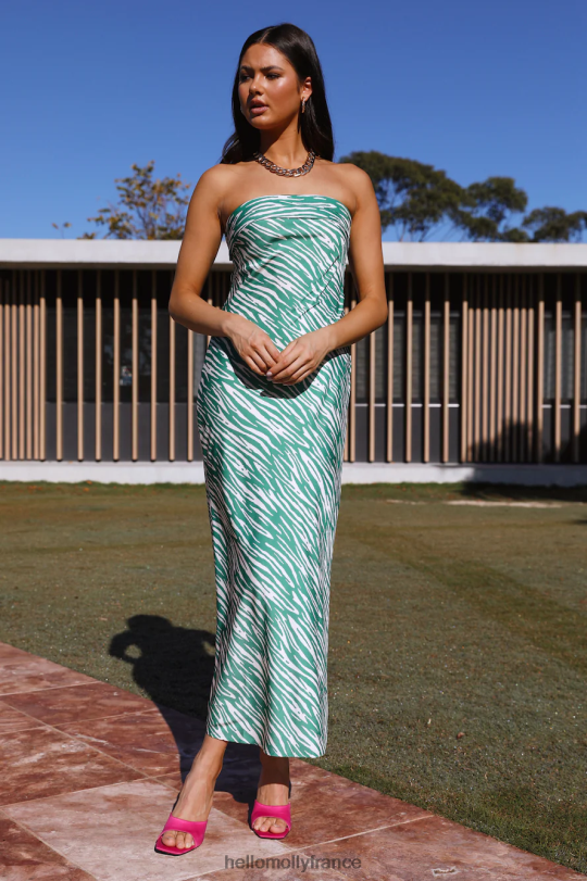 Hello Molly robe longue de fête verte vêtements 40222H6623