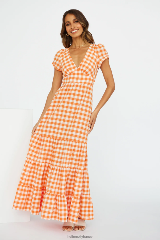Hello Molly robe longue dreamy love orange vêtements 40222H6841