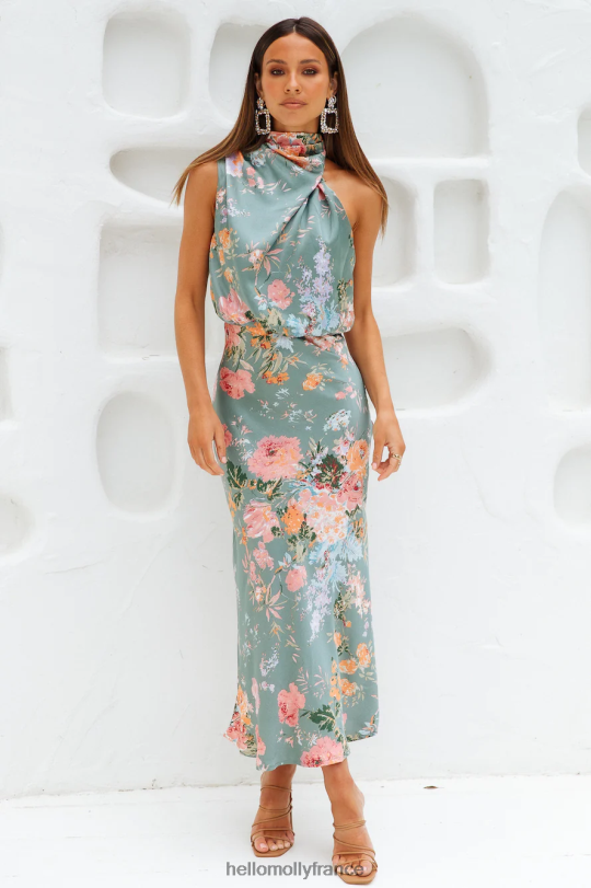 Hello Molly robe longue en satin Switch Me vert vêtements 40222H6520