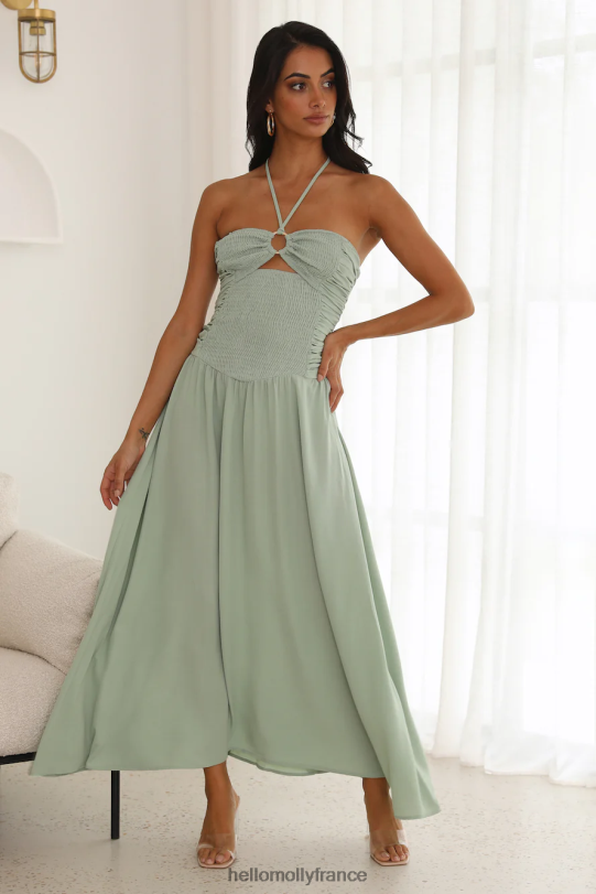Hello Molly remonter le temps robe midi vert vêtements 40222H5193