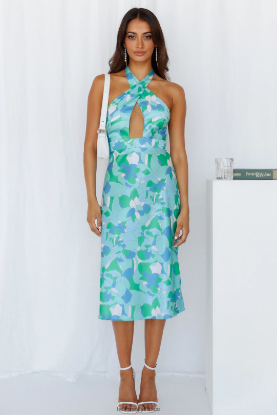 Hello Molly robe midi funky lover vert vêtements 40222H5090