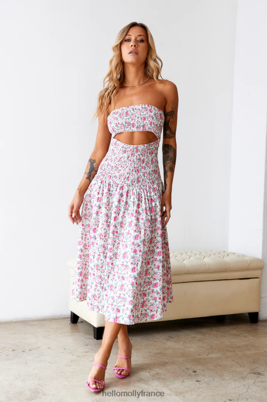 Hello Molly robe midi picking blooms rose vêtements 40222H5255