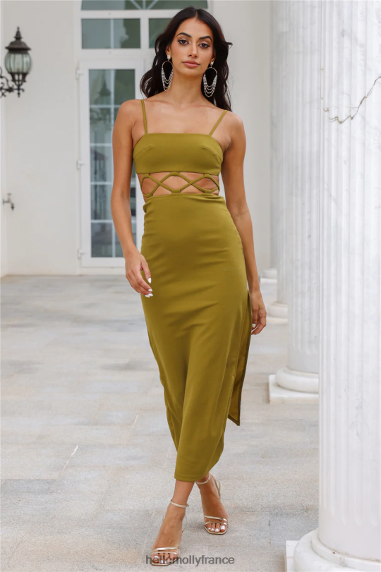 Hello Molly robe midi slide Highway vert vêtements 40222H5376