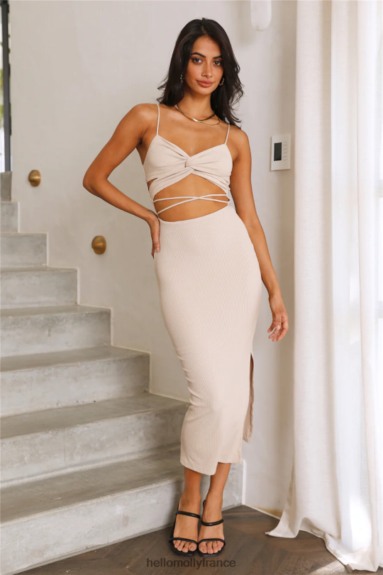 Hello Molly robe midi tournant autour de moi marron clair vêtements 40222H5130