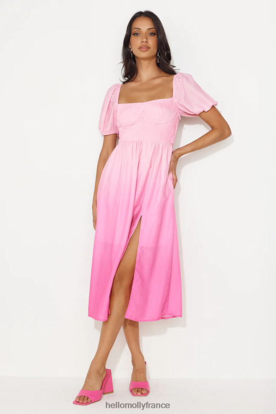 Hello Molly swish this way robe midi rose vêtements 40222H5181