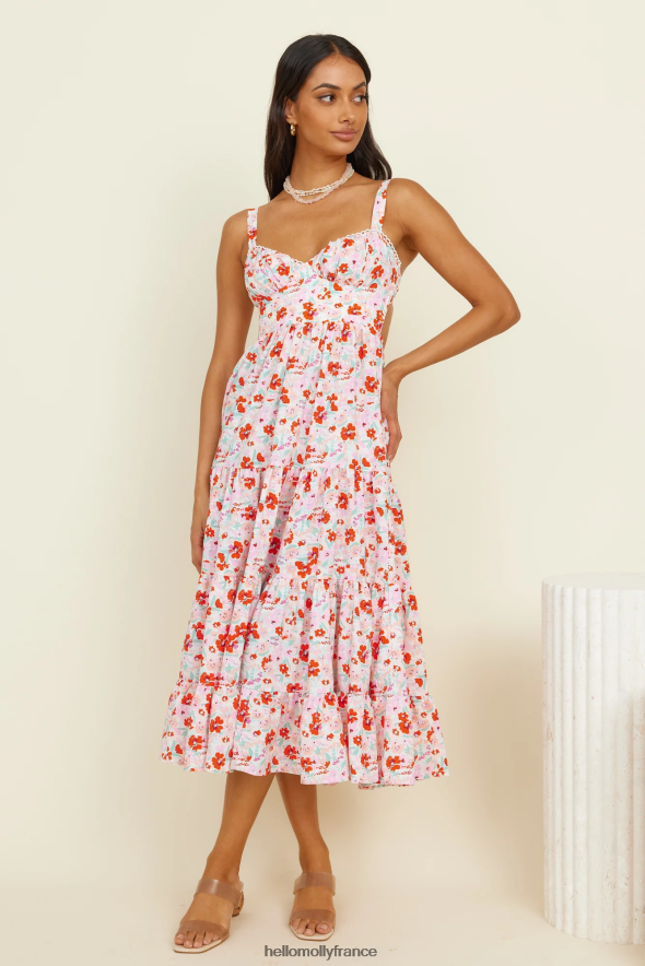 Hello Molly vêtements Brewed New - Robe midi fleurie 40222H4950