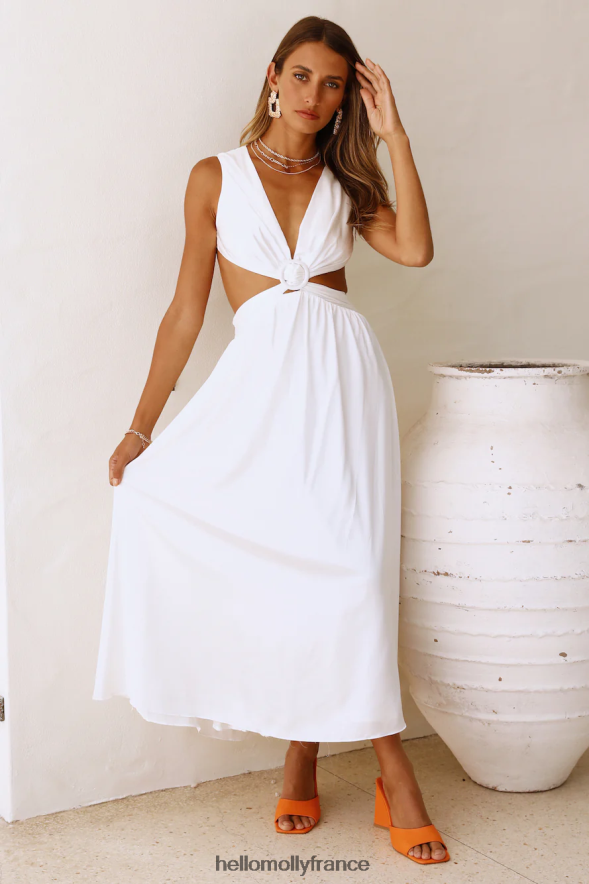 Hello Molly vêtements belle robe midi de voyages blanc 40222H3691