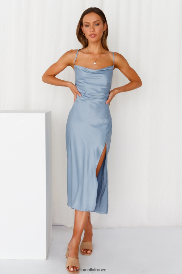 Hello Molly vêtements boissons sur moi robe midi bleu 40222H3408