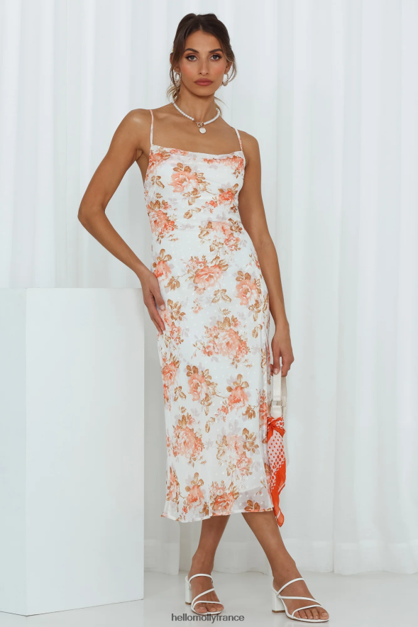 Hello Molly vêtements boissons sur moi robe midi orange à fleurs 40222H4679