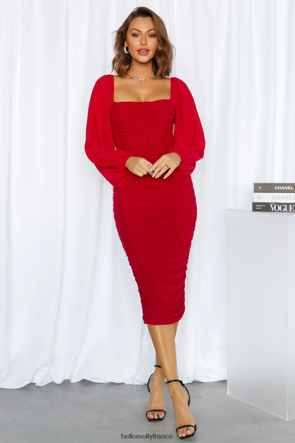 Hello Molly vêtements brooklyn love robe midi rouge 40222H4029