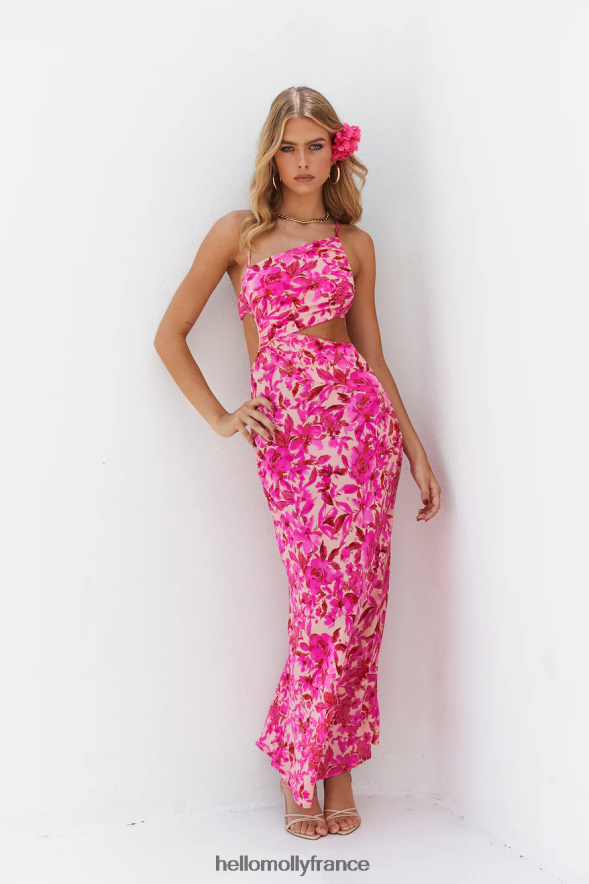 Hello Molly vêtements comptez-le en robe midi rose 40222H3791