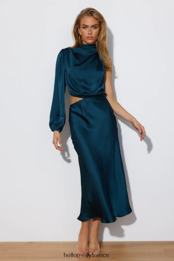 Hello Molly vêtements conquis robe midi bleu sarcelle 40222H3966