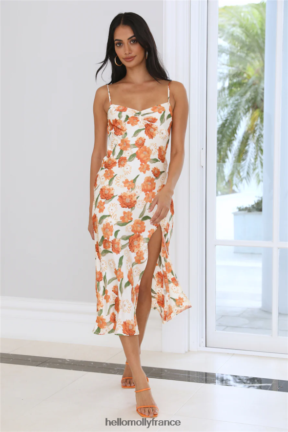 Hello Molly vêtements envie de jouer robe midi orange 40222H4928