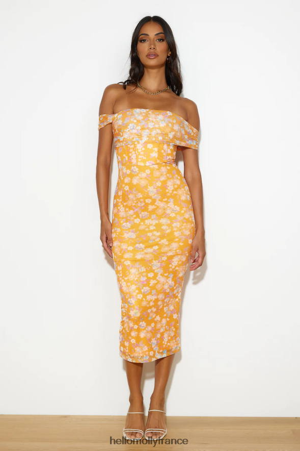 Hello Molly vêtements fille avec style robe midi orange 40222H4567