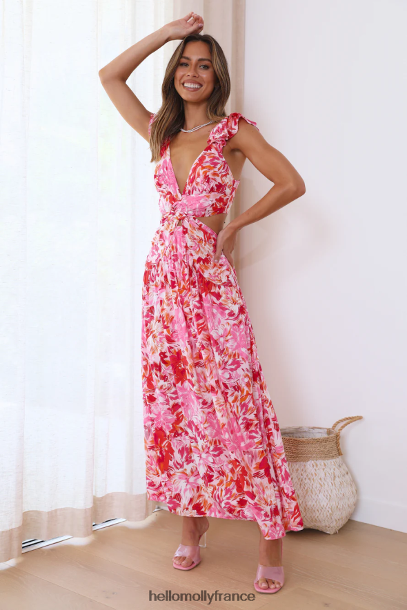 Hello Molly vêtements j'adore la robe midi ajustée rose 40222H3762
